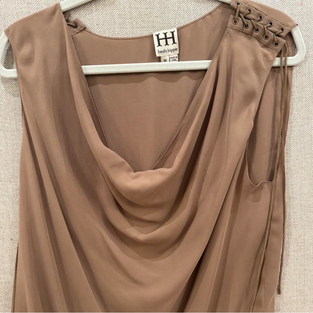 Haute Hippie Tan Lace-Up Detail Top